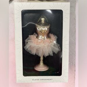Gorgeous Delicate Ballerina Ornament in Pink and Gold Glass, NWT